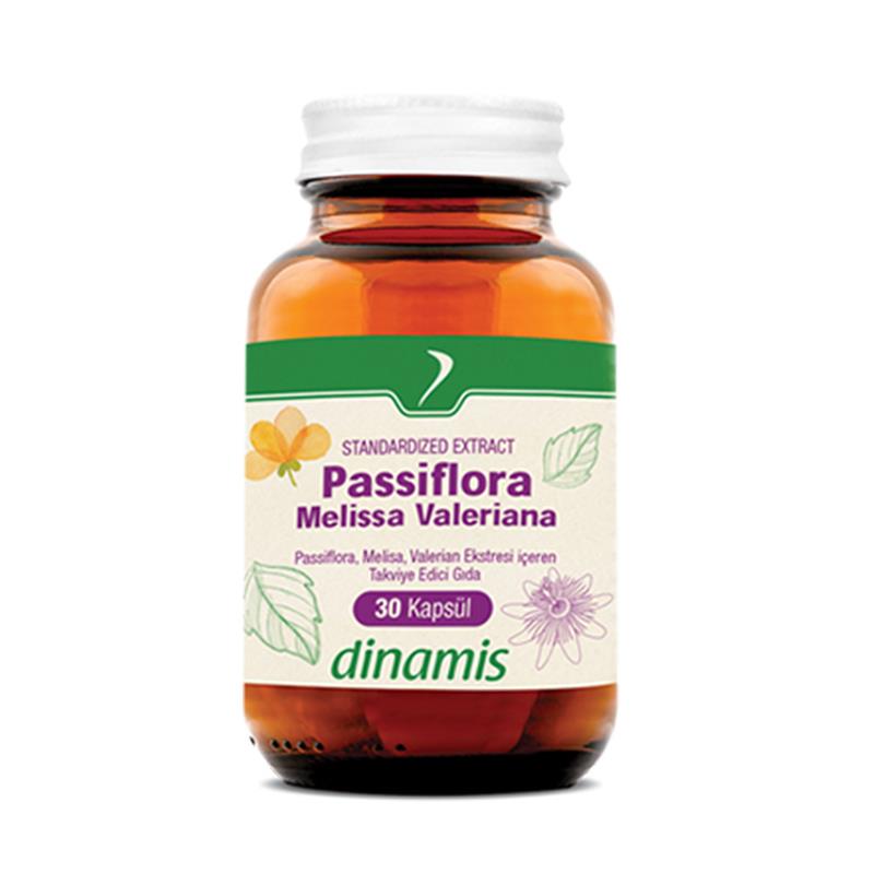 مكمل غذائي يحتوي على خلاصة Dinamis Passiflora Melissa Valeriana 30 كبسولة