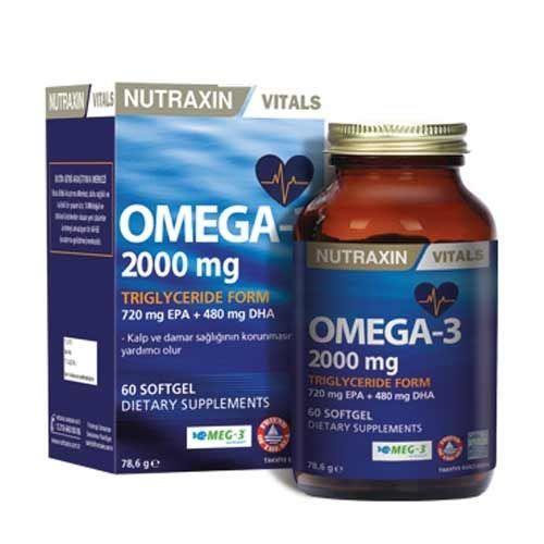 Nutraxin Omega 3 زيت السمك 2000 مجم 60 كبسولة هلامية