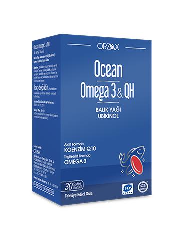 Orzax Ocean Omega 3 & QH مكمل غذائي 30 كبسولة