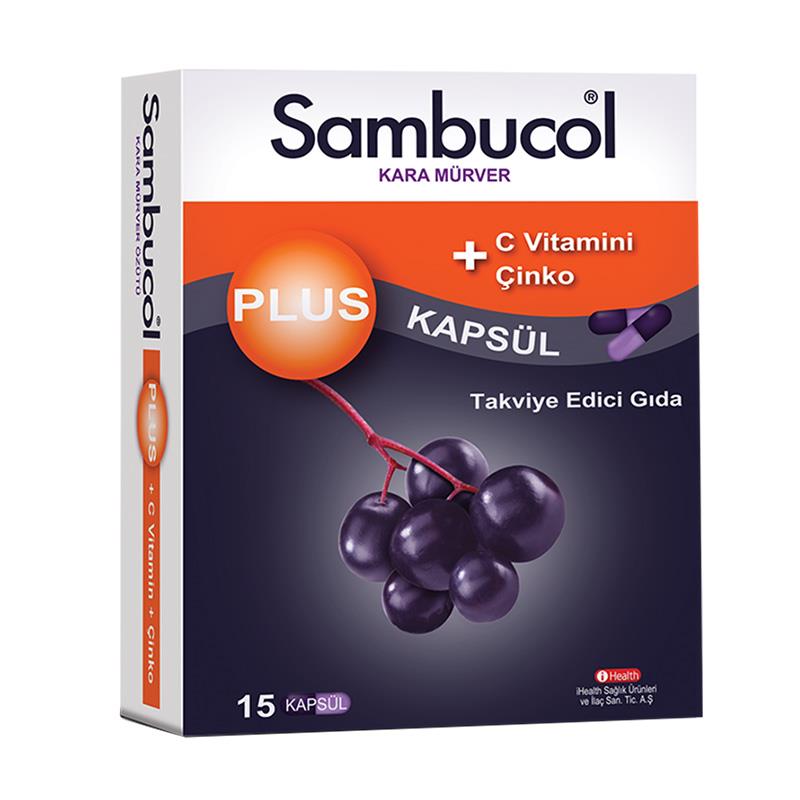 Sambucol Plus Black Elderberry Vitamin C + Zinc Food Supplement 15 كبسولة