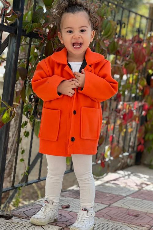 معطف شتوي بناتي - برتقالي