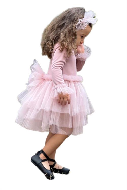 فستان سهرة من الساتان للأطفال باللون الوردي للفتيات فستان احتفال حفلة عيد ميلاد الطفل