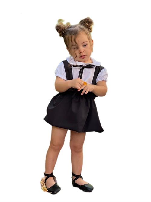مجموعات شقيقة فتاة الطفل البدلة بالون تنورة بدلة - أسود