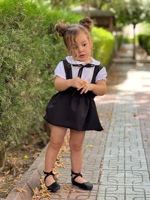 مجموعات شقيقة فتاة الطفل البدلة بالون تنورة بدلة - أسود