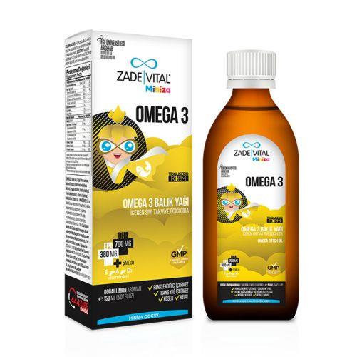 Zade Vital Miniza Omega 3 - مكمل غذائي سائل يحتوي على زيت السمك 150 مل
