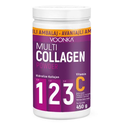 مكمل غذائي Voonka Multi Collagen Powder يحتوي على فيتامين C 450 غرام