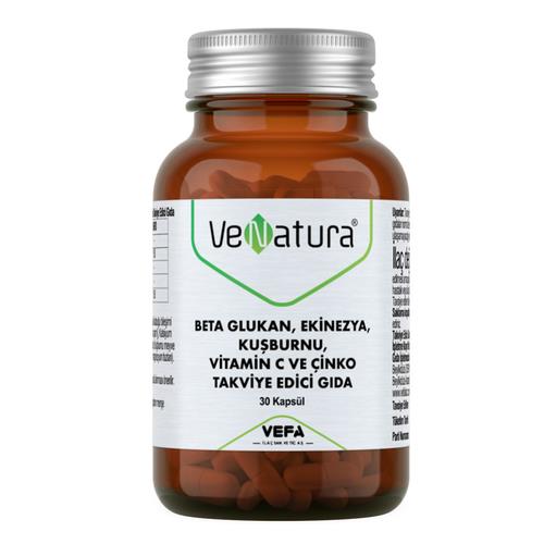 VeNatura Beta Glucan و Echinacea و ثمر الورد وفيتامين C والزنك 30 كبسولة