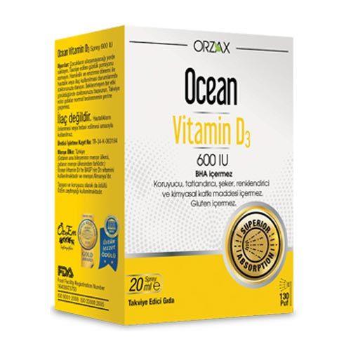 Orzax Ocean Vitamin D3 600 IU Spray 20ml