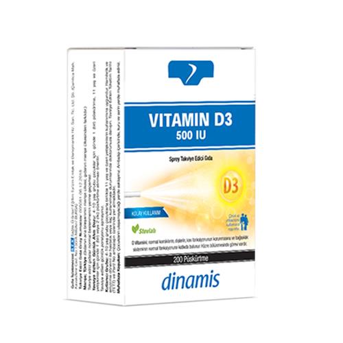 Dinamis 500 IU Vitamin D3 Spray Supplement Food 200 Spray