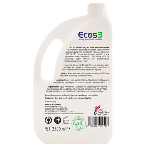 Ecos3 صابون سائل عضوي برائحة ماجنوليا أبيض 2500 مل